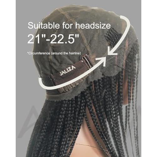 24" Pre-Bleached Human Hair Lace Base HD Full Lace Knotless Box Braided Wig ? Swiss Lace, Lightweight with Human Baby Hair, 100 Strands, Ombre Brown
