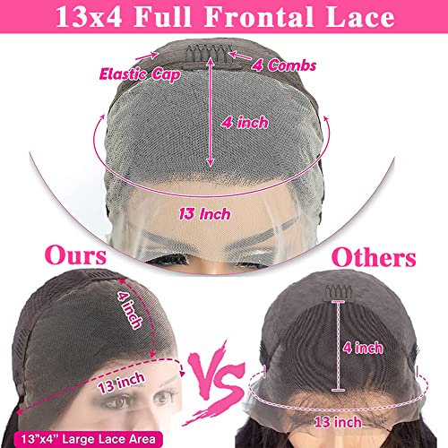 Straight Lace Frontal Human Hair Wigs Pre Plucked Glueless 13x4 HD Lace Front Wigs Human Hair 180% Density Pre Plucked with Baby Hair Bleached