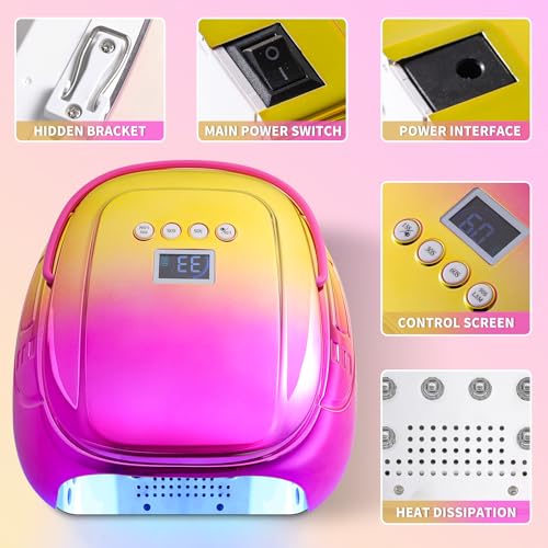 LIMEGIRL Cordless Gel Nail Dryer - 126W Fast Curing UV Light for Nails with 45 Lamp Beads, Metal Mirror Base & Professional Manicure Pedicure Large Size, Portable Rechargeable Gel Lamp for Salon Use