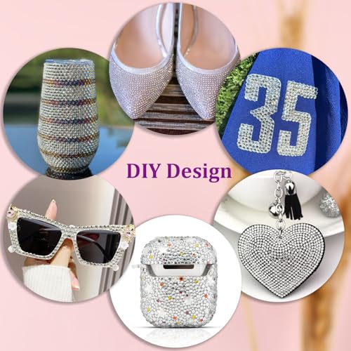 30000Pcs Resin Rhinestones for Bedazzling, Silver Clear Flatback Gems for Diamond Art, Crystal Bedazzler Kit with 3Pcs 10ml B7000 Jewelry Glue for Nail Art Crafting Clothing Book Makeup