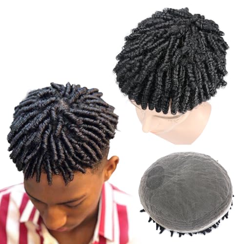Mens Wig Frizzy Coiled Toupee For Black Man Barrel Twist Wave Mans Afro Human Hair 6¡¯¡¯Braided Dread Wig Men Hair Patch 1# Jet Black Afro Kinky Curly Hd Lace Male Unit Fancyhair Piece 8x10