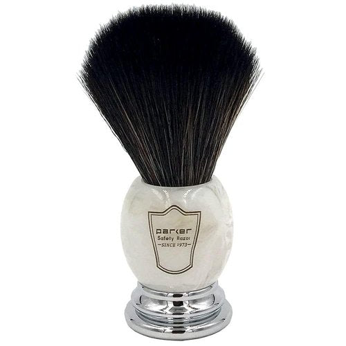 Parker Ultra Soft Synthetic Shaving Brush with Marbled Handle & Stand – 22mm Knot, Vegan, Fast-Drying, Cruelty-Free, Barbershop Quality, Gentle on Sensitive Skin, Builds Rich Cream & Soap Lather