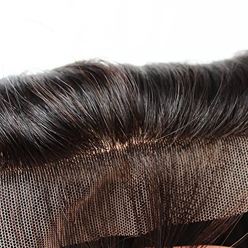 Bella Hair Free Part Silk Base Closure Straight, 130% Density Natural Black Color Remy Virgin Human Hair 4x4 inch Top Closure (18 inch)