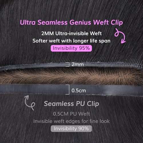 IDN BEAUTY Genius Weft Deep Wave Clip In Hair Extensions Human Hair For Black Girl Women, Virgin Hair Longer Lifespan, Invisible Seamless PU Weft Clip Ins, 18 Inch 110g 7Pcs Natural Black