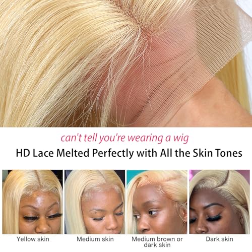 Licoville 8 Inch 613 Blonde Bob Wig Human Hair 13x4 Lace Front Wigs for Black Women Pre Plucked 180% Density HD Bob Wig