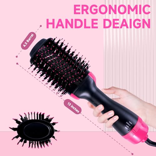 4-in-1 Hair Dryer Brush - Ionic Ceramic Titanium Brush Blow Dryer Hot Air Styler for Frizz-Free Blowouts, Salon Volumizer & Straightener with ALCI Safety Plug, 3 Heat Settings Hot Air Styler