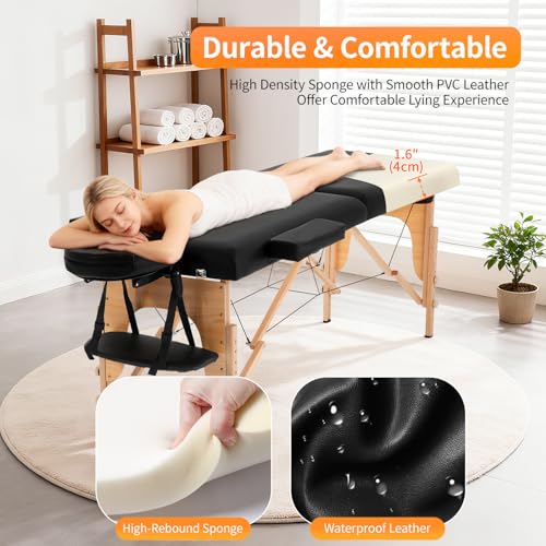 BestMassage Massage Bed Portable Massage Table 24 inch Wide Lash Bed Height Adjustable 2 Folding Spa Table with Non-Woven Bag for Spa Footmassage Facial CareSpa Tattoo