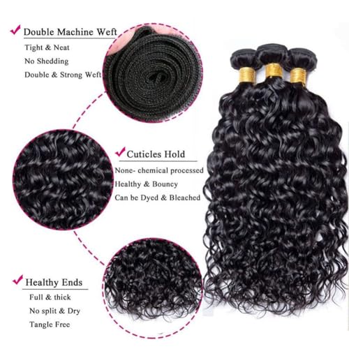 20 20 20 Inch Water Wave Bundles Human Hair 100% Unprocessed Curly Brazilian Virgin Hair Wet And Wavy 3 Bundles Human Hair Natural Black