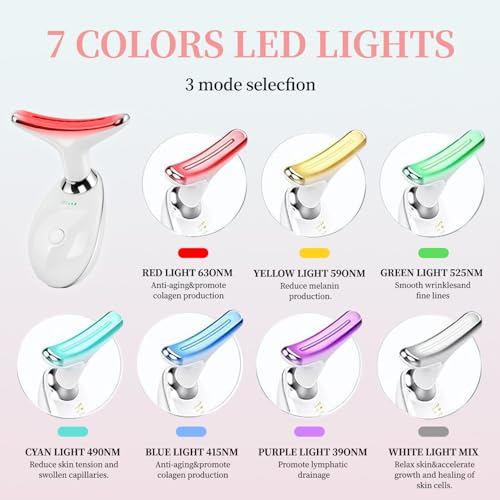 Red-Light-Therapy-for-Face and Neck, Face ?? culpting Wand with 7 Color, Anti ??rinkles Facial Massager for Face and Neck Tool for Skin Care (White)