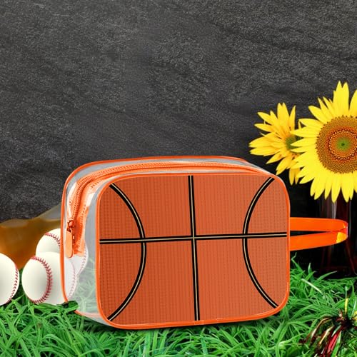 16PCS Basketball Cosmetic Bag - Waterproof Basketball Clear PVC Travel Bag,Basketball Gift Accessories Bags Goodie Snack Makeup Bag,Toiletry Zipper Pouch Organizer,Basketball Team Gifts for Player