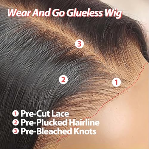 32 Inch 5x5 Body Wave Closure Wig Wear and Go Glueless Lace Closure Wig Pre Plucked Pre Bleached Pre Cut for Beginners 180% Density Body Wave Lace Front Wigs for Black Women Natural Black