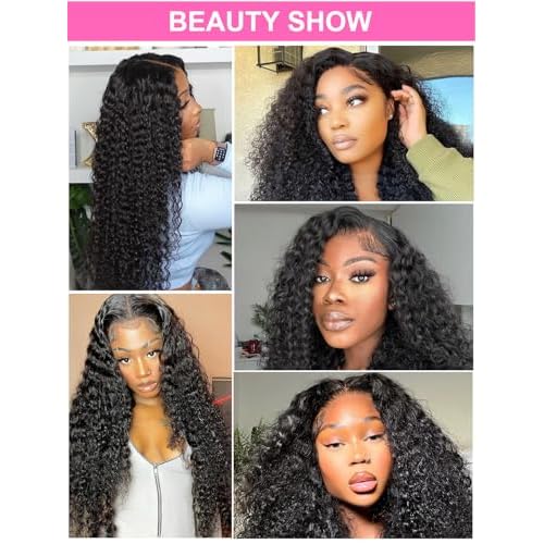 Curlyme Glueless Wigs Human Hair Pre Plucked Pre Cut Pre Bleached 7x5 Water Wave Lace Front Wigs Upgraded Drawstring Wear and Go Gluelesss Hair for Women Natural Hairline 20 Inch
