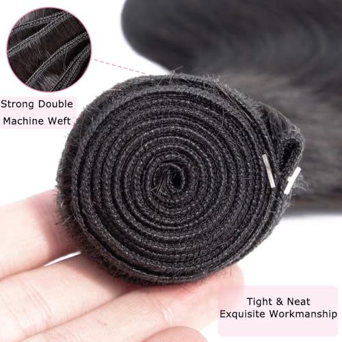 16A Human Hair Bundles 18 20 22 24 Inch Body Wave Bundles Human Hair 400g Brazilian Virgin Body Wave 4 Pieces Deals Brazilian Quick Weave Extensions Wet and Wavy Extensions Natural Black