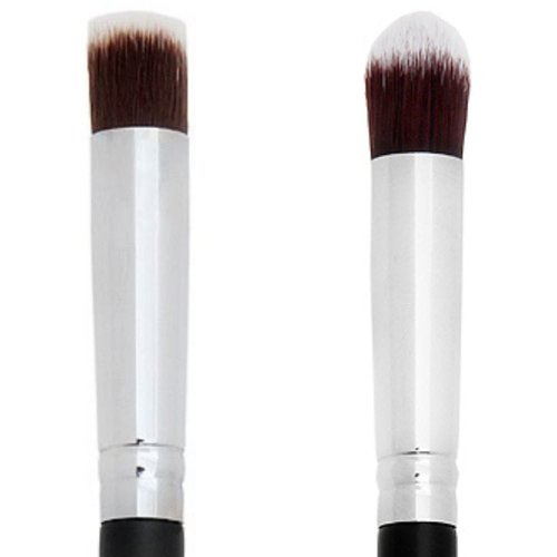 Mini Flat Top Under Eye Concealer Brush + Mini Tapered Kabuki Brush -Beauty Junkees Soft Synthetic Bristles for Applying, Blending, Buffing, Sculpting Powder, Liquid, Cream, Minerals, Cruelty Free