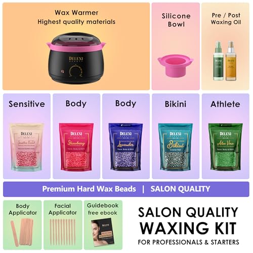 Premium Waxing Kit for Sensitive Skin ? Painless Hard Wax Beads, Safe Wax Warmer, Pre/Post Care Spray, Salon-Grade Results at Home for Face, Bikini, Brazilian & Full Body