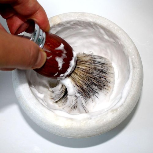 CHARMMAN Shaving Soap & Cream Bowl for Men, Natural White Marble Stone, Heat Preservation, Easier to Whip Up a Fantastic Foam with Interior Micro-ridges, Art of Shave Lather bowl …