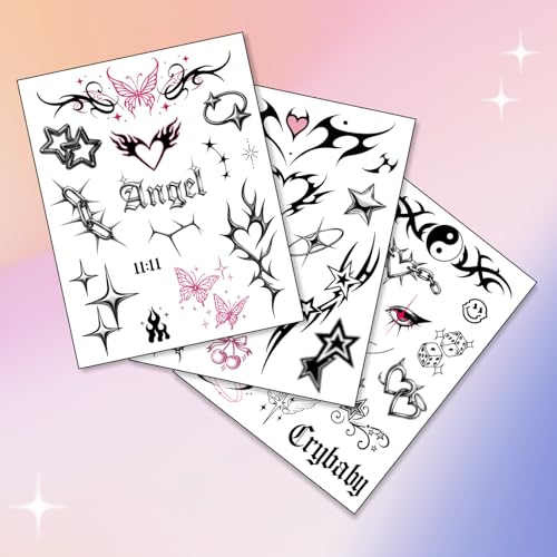 Cute Y2K Temporary Tattoos | Realistic Waterproof Fake Tats | Festival, Bachelorette, Halloween, Birthday Favors, Accessories