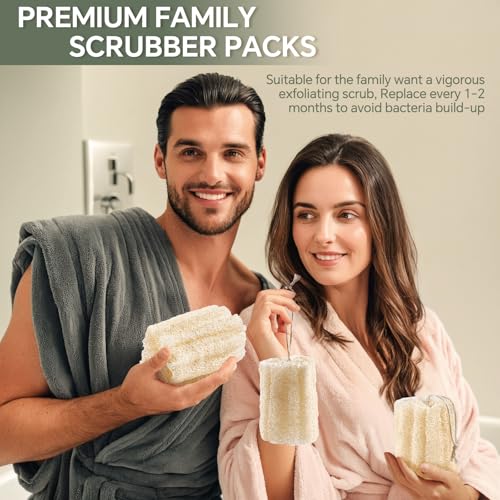 3PCS Egyptian Natural Loofah Exfoliating Body Scrubber, Natural Real Egyptian Loofah Sponge Bath & Shower Scrub exfoliating loofah for Women and Men, Luffa Sponges for Face, Back & Body