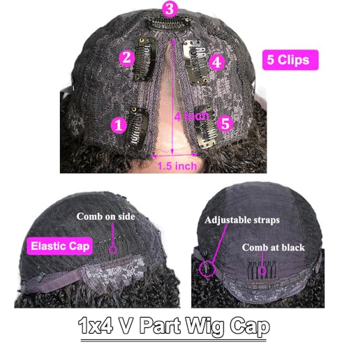 V Part Wig Human Hair Afro Kinky Curly Wig No Leave Out Brazilian Human Hair Wig For Black Women Beginner Friendly 200% Density Upgrade U Part Kinky Curly Wigs 22Inch