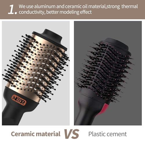 NOOR 4-in-1 Hot Hair Dryer Brush Frizz Control Blowout Hair Dryer Brush Blow Dryer Brush for Drying and Straightening Volumizing Hot Air Styler for All Hairstyles - Frizz-Free Hair in One Easy Step