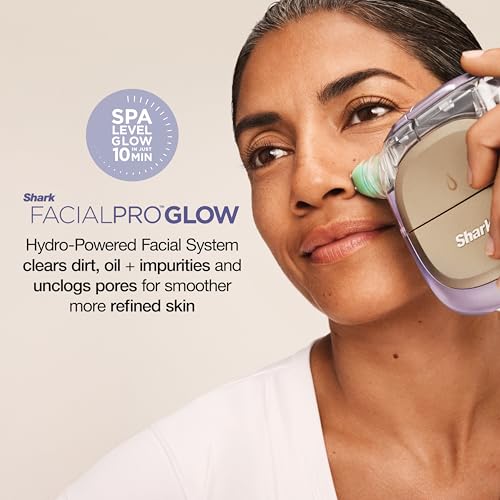 Shark FacialPro Glow at-Home Hydro-Powered Facial System with DePuffi Hot & Cold Therapy ? Professional Spa Skincare Device for Pore Cleansing, Hydration, & Radiant Glow, Blue, FH320