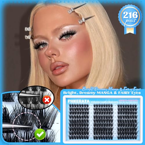 Manga Spikes Lash Clusters Wispy Cluster Eyelash Extensions 12-20mm Fairy Eyelash Clusters Volume Individual Lashes Extensions Salon Look Soft Thick Lashes Clusters Spikes