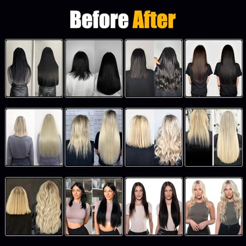 V Light Hair Extension Kit Hair Bulk, 18" 20" 22", 100 grams, Double Drawn,10 Bundles,100% Human V-light Bulk Hair Extensions #1B Black #613 blonde. (#613 100g, 20inch)