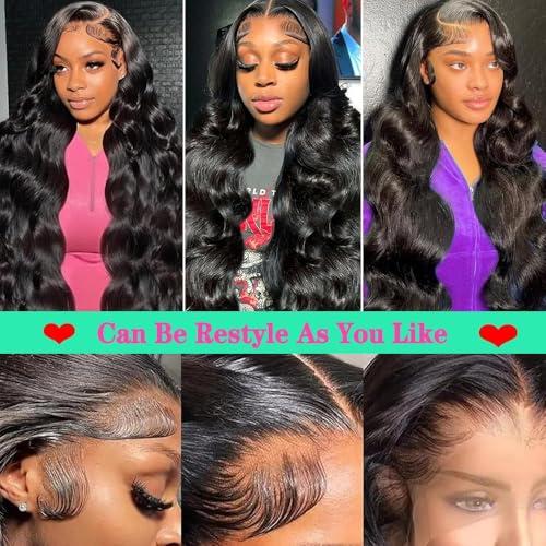 30 Inch Lace Front Wig Human Hair Pre Plucked 200% Density Body Wave 13x6 Lace Front Wigs Human Hair HD Frontal Glueless Wigs Human Hair with Baby Hair