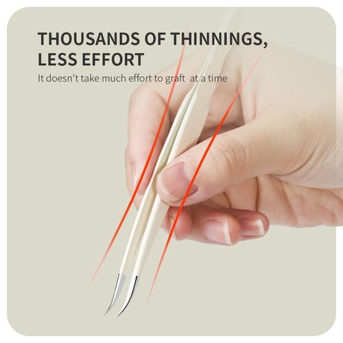 ANNAFRIS Lash Tweezers for Eyelash Extensions,Precision Fiber Tip for Volume Eyelash Extension,Lash Extension Tweezers for Easy Application and Removal (White, 1PC-08)