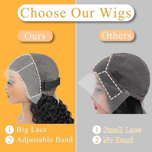 13x4 Deep Wave Lace Front Wigs Human Hair 200% Density Black Curly Human Hair Wig Long Natural Wigs for Black Women Transparent Lace Frontal Wig for Daily Wear 30 Inch