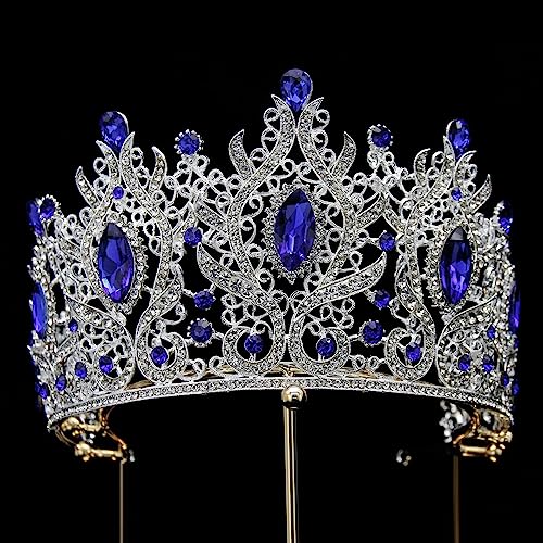 Tall Baroque Crowns for Women Large Rhinestone Bridal Crown and Tiara for Wedding Prom Quince Pageant Party Hair Accessories with Gemstones