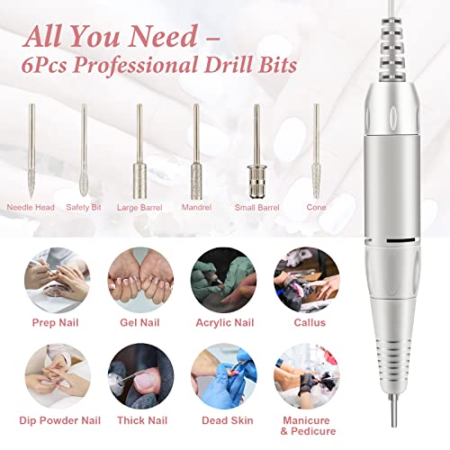 Electric Nail Drill, DELIFO Portable Nail Drill Professional 35000 RPM Nail File Machine Rechargeable Pedicure Acrylic Nails Polishing Tools with Bits LED Display for Home Salon Manicure