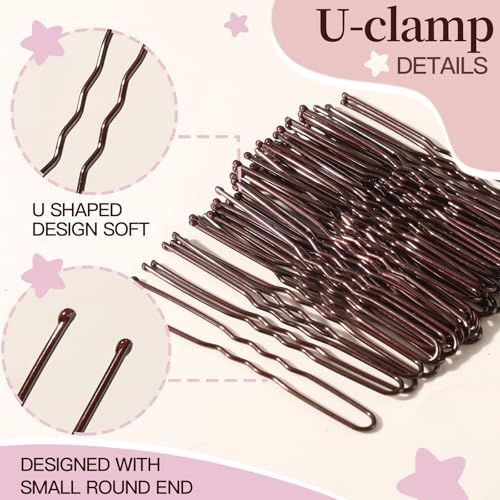 FANDAMEI Hair Net for Kids, Invisible Hair Nets 20PCS with U Shaped Bobby Pins 40PCS,30cm Hair Nets for Buns, Bun Hair Nets for Ballet Girls Hair Accessories Set for Hair Styling,Women,Girls-Brown