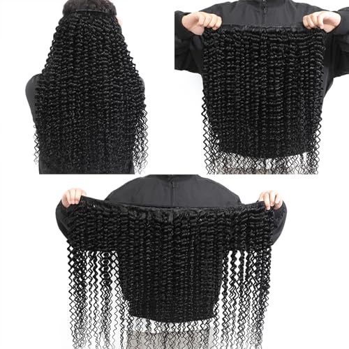 15A Raw Human Hair Bundles Deep Wave Bundles Human Hair,Triple Lifespan Indian Virgin Hair,No Tangle Shedding,Multiple Washes Keep Texture Silky Soft 4 Bundle Natural Black, 14 16 18 20