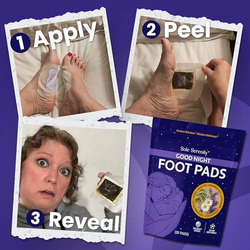 Sole Serenity Foot Pads - Zeolite Mineral, Ginger Root, Wormwood, Bamboo Vinegar, Foot Spa for Tired Feet (Good Night - 1 Pack)