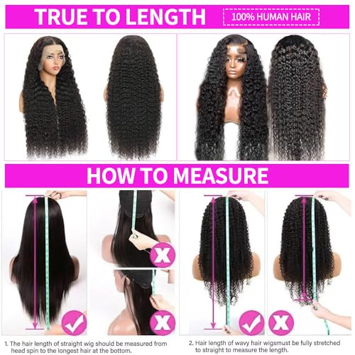 22 Inch Deep Wave Lace Front Wigs Human Hair Curly Wig Human Hair Pre Plucked 13x6 HD Real Human Hair Wig Natural Black for Women Invisilbe Hairline Tiny Knots 200 Density Longer Life