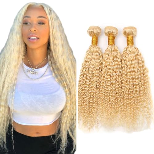 34 Inch 613 Blonde Bundles Water Wave Human Hair One Bundle Blonde Wet and Wavy Bundles Human Remy Hair Extensions