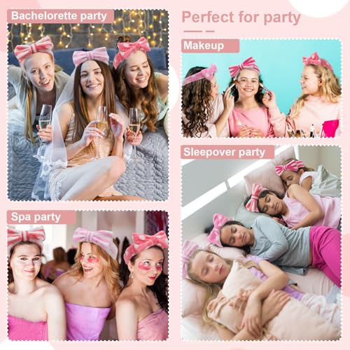 WHAVEL Sleepover Party Supplies for Girls - Pink Party Favors Include 6 Spa Headbands, 6 Fuzzy Socks Slippers for Spa Birthday, Bachelorette, Slumber, Pajama Party
