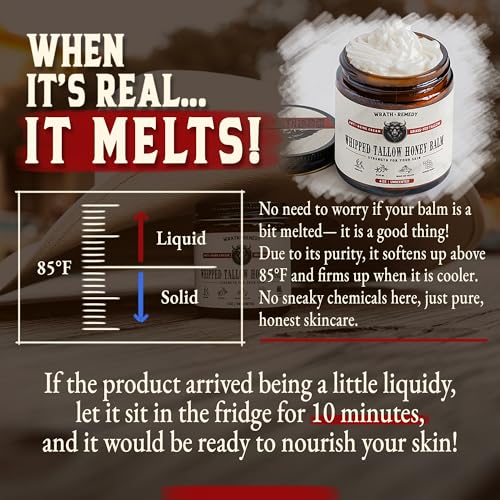 Organic Beef Tallow for Skin - 4 OZ (Unscented) ? Grass Fed Beef Tallow for face + Body ? US-Made Whipped Tallow and Honey Balm Moisturizer for Dry and Sensitive Skin, Eczema, Rosacea (No Additives)