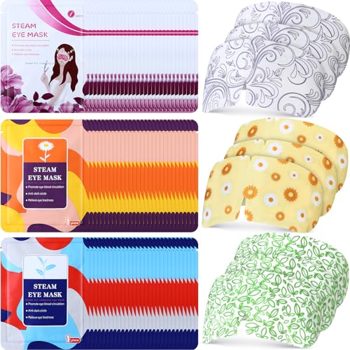 96 Packs Steam Eye Mask Disposable Self Heating Eye Mask for Dry Eyes Spa Warm Sleep for Home Office Travel Eyestrain Relieve