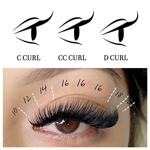 VEYES INC Easy Fan Volume Lash Extensions 03 05 07 J/B/L/C/CC/D/DD Curl 8-25mm Mixed & Single Length Tray, Matte Black Self Fanning Eyelashes, Professional Supplies for Lash Techs (0.05 J 8-16mm)