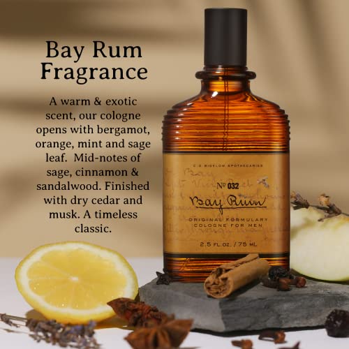 C.O. Bigelow Bay Rum Cologne for Men, Bay Oil, Citrus & Spice Fragrance, Long Lasting Men's Cologne, Perfume for Men, 2.5 Fl Oz