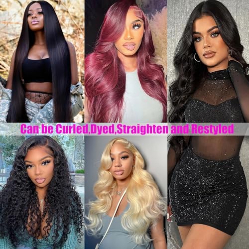 Human Hair Bundles 20 22 22 24 Inch Body Wave Bundles Human Hair 100% Unprocessed Brazilian Virgin Human Hair Extensions for Women Natural Color