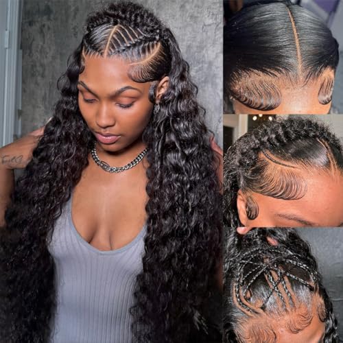 30 Inch Deep Wave Lace Frontal Wigs Human Hair 13x6 Transparent Human Hair Lace Front Wigs 200 Density for Women