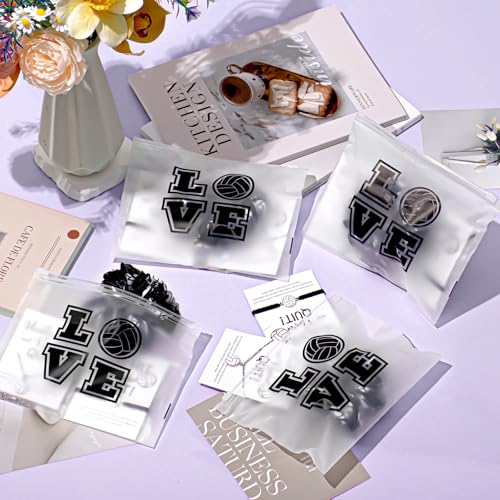 Juexica 48 Pcs Volleyball Team Gifts for Teen Girls: 12 Hair Scrunchies 12 Charm Bracelet 12 Necklace and 12 Love Pattern Waterproof Cosmetic Bags for Players and Volleyball Lovers