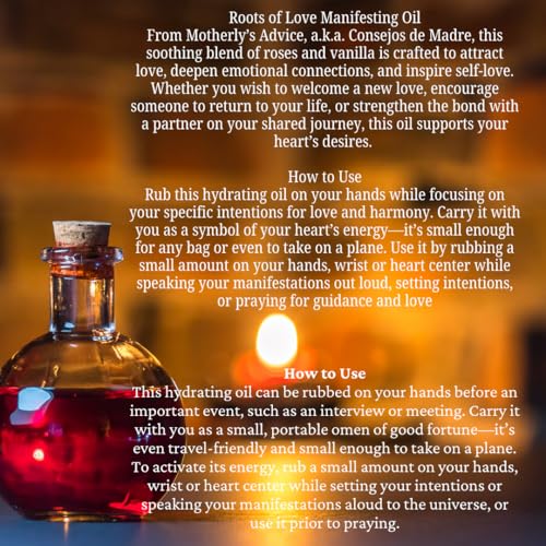 Motherly Advice: Roots of Love Manifesting Oil- by Dani's Karma- Love, Self Love, Attraction, Romance, Passion, Healing