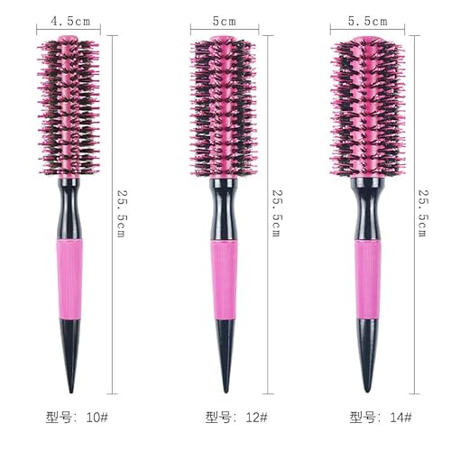 Thermal Round Barrel Boar Bristle Hair Brush Set for Women & Men - Professional Hair Styling for Blow Drying, Curling, Scalp Massage, Wet and Dry Use (Pink)