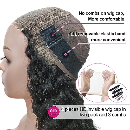Yuzhou Grace 5x5 HD Lace Closure Wigs Human Hair Glueless Wigs Human Hair Pre Plucked Pre Cut Ready To Wear Deep Wave Curly Glueless Wig Human Hair 250 Density with Baby Hair Natural Hairline(26inch)