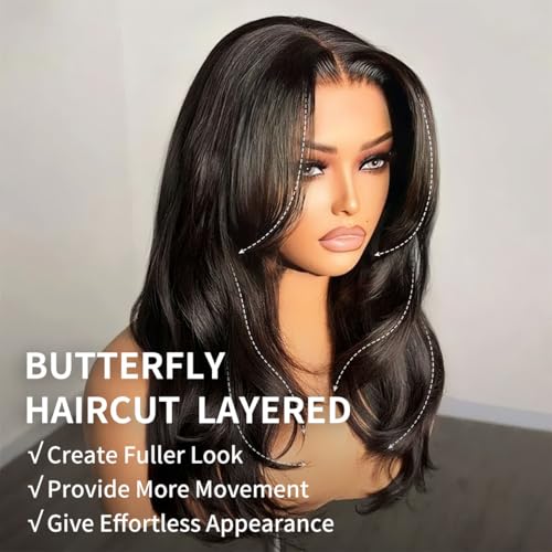 Tinashe Human Hair Wig Glueless 6¡¿5 HD Lace Front Bob Natural Black Closure Wigs Human Hair Pre Plucked Pre Cut Wigs for Black Women Butterfly Haircut Layered 16 Inches