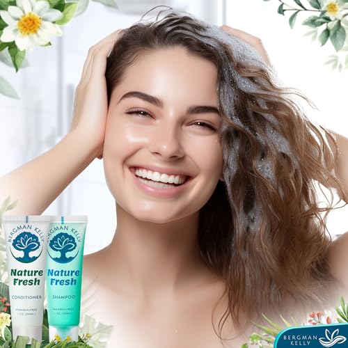 Bergman Kelly - Travel Shampoo and Conditioner Set - 1 fl oz, 100 Pieces, Nature Fresh - Delight Your Guests with Refreshing & Soothing Hotel Toiletries and Guest Hospitality in Bulk